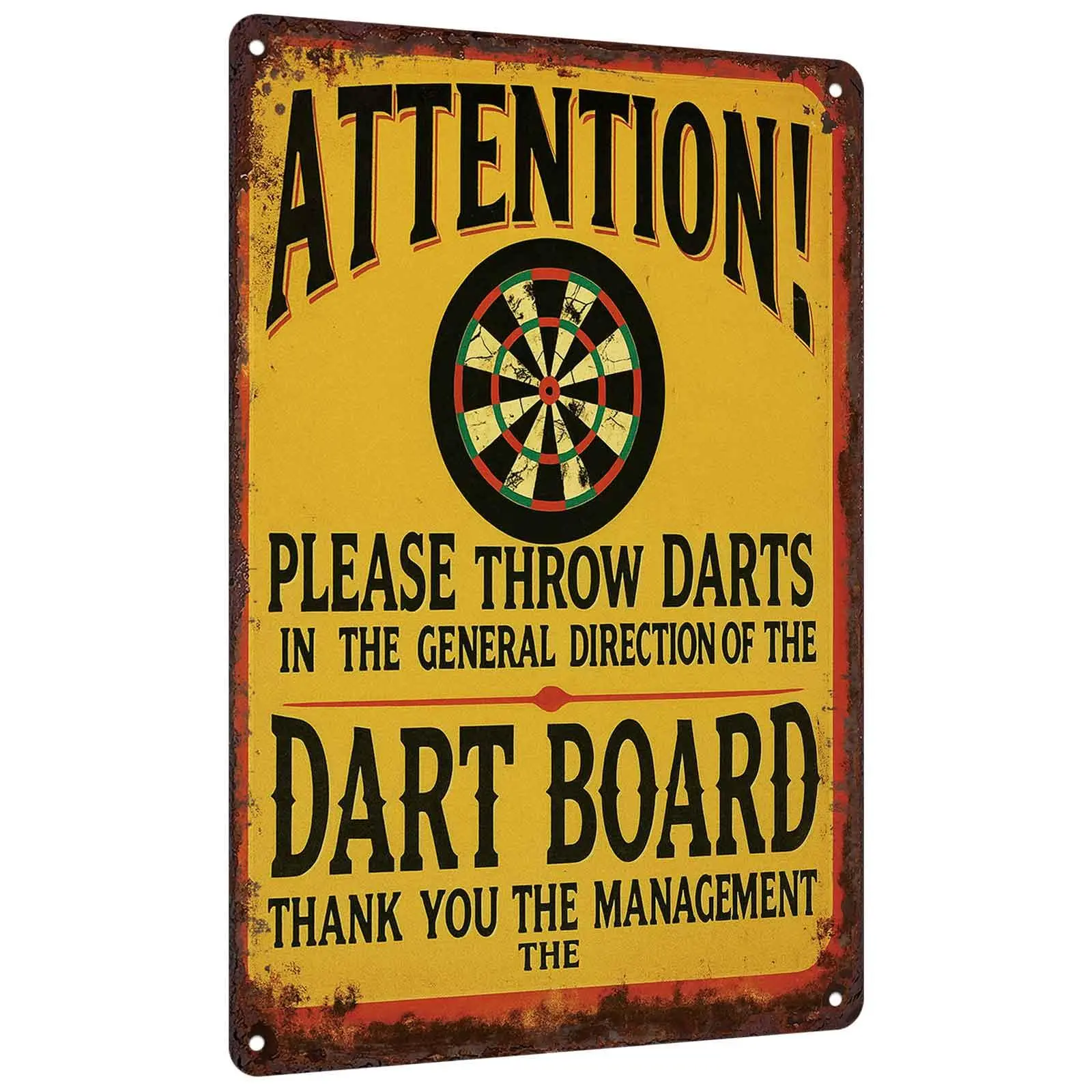 Attention Dart Board Metal Tin Sign 8x12 Inch Vintage Wall Decor for Game Room Bar Pub Man Cave Retro Funny Darts Themed Wall Art Gift for Darts Lovers