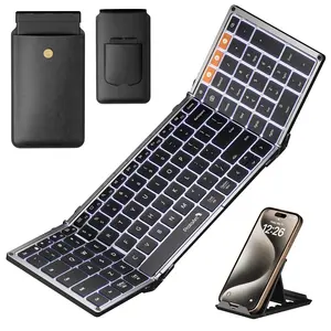 ProtoArc Backlit Foldable Keyboard, XK01 Plus Folding Portable Bluetooth Keyboard for Travel, True Full Size External Wireless Keyboards with Backlight for iPad Tablet Smartphone Laptop PC