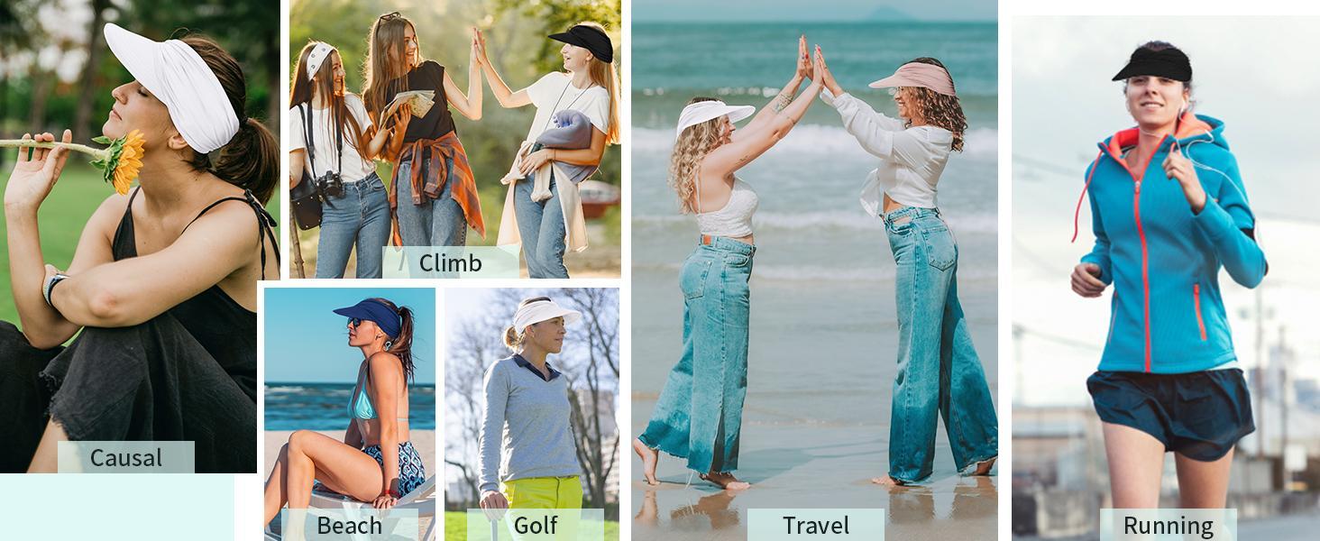 Women's UPF 50+ UV Protection Sun Visor Cap | SunSafeTok That Girl Aesthetic High Ponytail Wide Brim Hat | Birthday Gift for Her Beach Golf Hiking Outdoor Daily Casual Wear