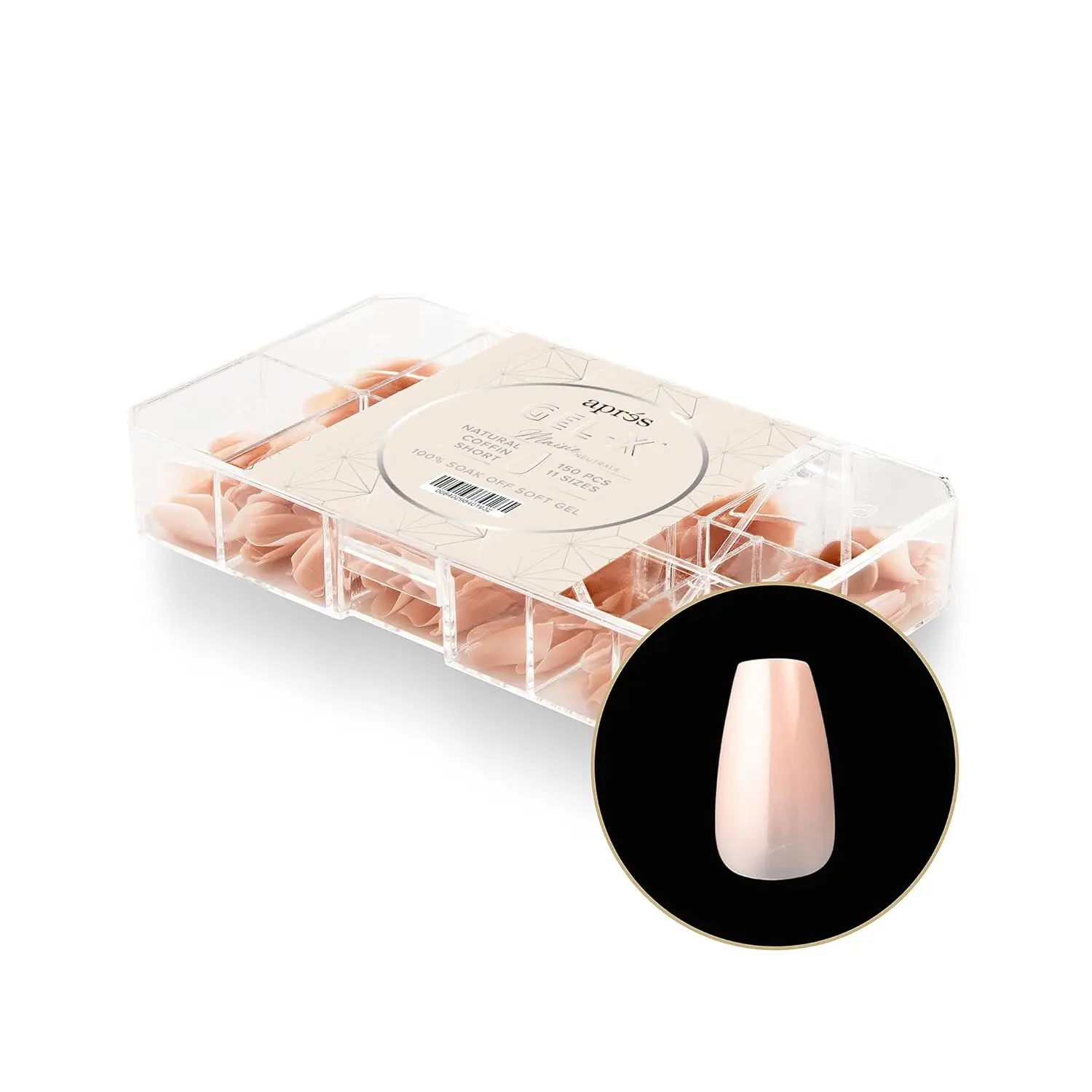APRÉS Coffin Neutrals Gel-X Pre-Colored Toasty Pink Soft Gel Press On Nail Tips, 150pcs 11 Sizes (00-9) Lightweight Extension Set, Fast Flash Cure DIY Nail Art Kit with Box, Selfcare Supplies, Press On Nail Sets
