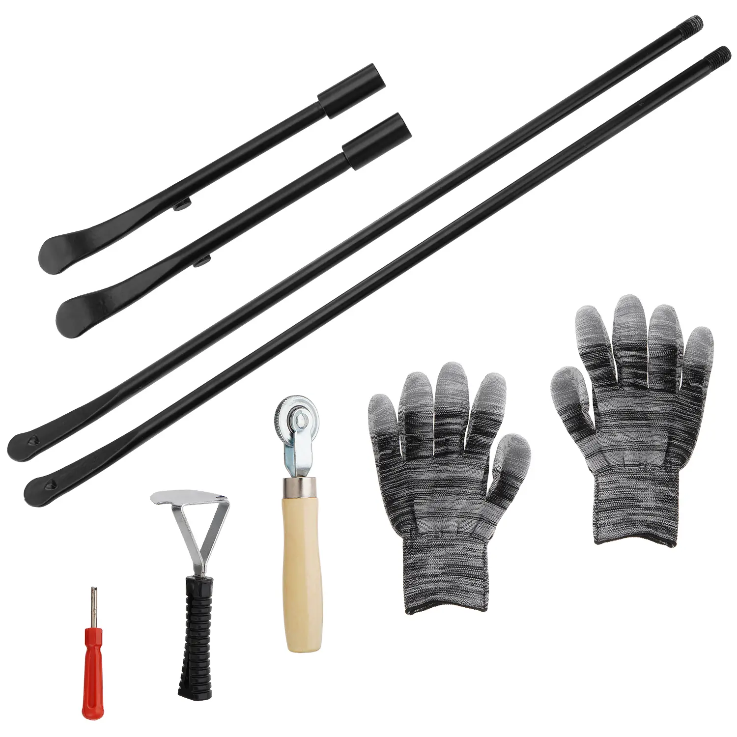 2Pcs 52" Tire Bar Mount Demount Iron Automotive Maintenance Tools - 14" Short End/38" Long End 40Cr Steel - for Trucks,Trailers - On the Road Use - Easy Operation,Safe - Includes Gloves,2 Bars