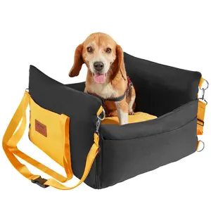 【fathersdaygift】VEVOR Dog Car Seat Waterproof Dog Booster Seat for Car with Side Handles and A Storage PocketClip-On Safety Leash and PP Cotton FillingDog Car Bed for Small Dog up to 25lbsBlack