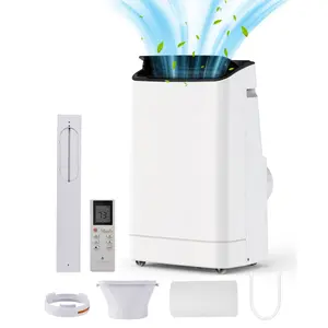 14000 BTU Portable Air Conditioner, Dual Cooling & Heating, 3-in-1 Dehumidifier & Fan, 750 Sq.Ft Coverage, Quiet Operation with Remote Control & Window Vent Kit, Mobile AC for Home Bedroom Office
