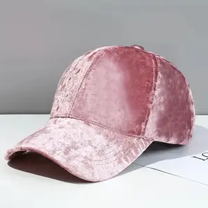 Pink Velvet Cap with adjustable back