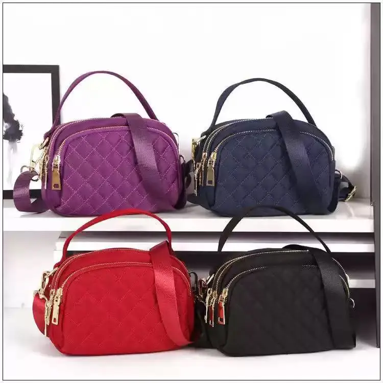 Quilted Crossbody Bags for Women - Basic Nylon Multi-Pocket Design, Small Lightweight with Detachable Crossbody Strap for Travel, Adjustable Strap, Casual, Daily, Mini Quilted Women's Crossbody & Shoulder Bags