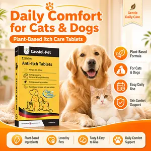 Cassiel Pet Pet Skin Comfort Chews for Dogs & Cats, Sensitive Skin Care Chewing Tablets, Daily Skin Health Support, Seasonal Skin Care, Coat & Skin Wellness, 10 Chews
