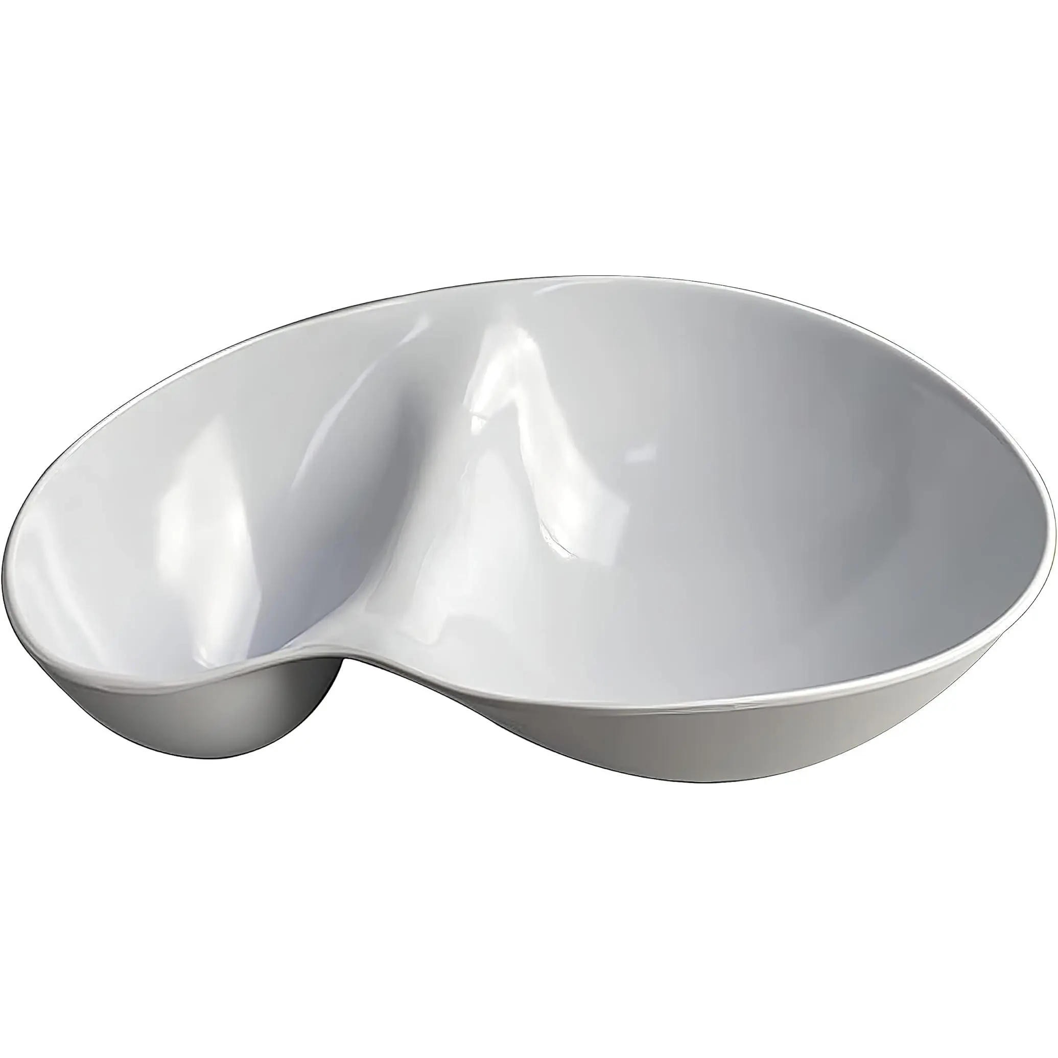 Lushig Melamine Divided Chip and Dip Bowl Serving Set, Sturdy Handy Stacking Tableware Tray for Parties (White)