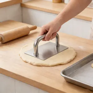 Stainless Steel Dough Press Machine with Handle, Kitchen Baking Tool, Ideal for Pastries, Pies, Cookies, Food Safe, Durable, No Charging Needed