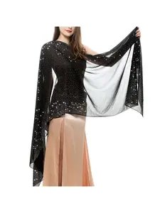Women's Shawl Evening Dress Chiffon Shawl Sparkly Transparent Wedding Scarf Starry Shawl Scarf Wrap