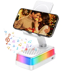 EATOP Wireless Induction BT5.3‑Compatible Smartphone Speaker, 360° Adjustable Foldable Phone Holder, 3000mAh Emergency Power Supply, Colorful RGB Ambient Light, Stereo Audio Amplifier, Birthday Holiday Gifts For Men Women Dads