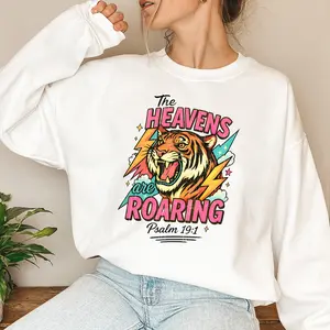 The Heavens Are Roaring Shirt,Retro Christian Tops, The Heavens Are Roaring Christian Apparel Sweatshirt Bible Verse Christian Woman, Graphic Sweatshirt Long Sleeve Tops Pullover,  Unisex Sweatshirts