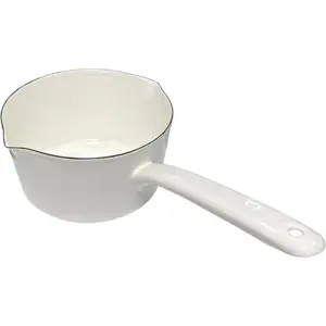 Enamel Milk Pan, 1.2L Mini Butter Warmer, Enamelware Saucepan Pan with Pour Spout, Nonstick Enamel Milk Pot, Enamel Melting Pot for Induction Electric Gas Stoves