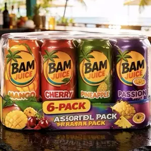BAM Juice 6-Can  Assorted Flavors - Mango, Cherry, Pineapple, Passion Fruit - Refreshing Beverages in Convenient Cans