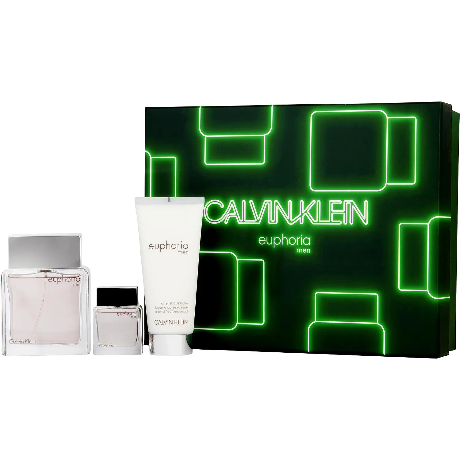 Euphoria Men Set-Edt Spray 3.3 Oz & Aftershave Balm 3.3 Oz & Edt 0.5 Oz For Men