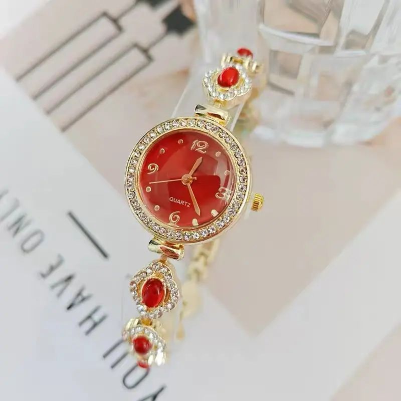 Women Luxury Crystal Watch Bracelet 2PcsSet Bling Rhinestone Quartz Wristwatch GiftFor Her