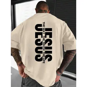 Jesus The Way The Truth The Life Vertical Bold Font Graphic men T-Shirt, Christian Streetwear Oversized Tee,Vintage Washed Jesus Oversized T-Shirt, Bold Vertical Christian Faith Graphic Tee for Street Style