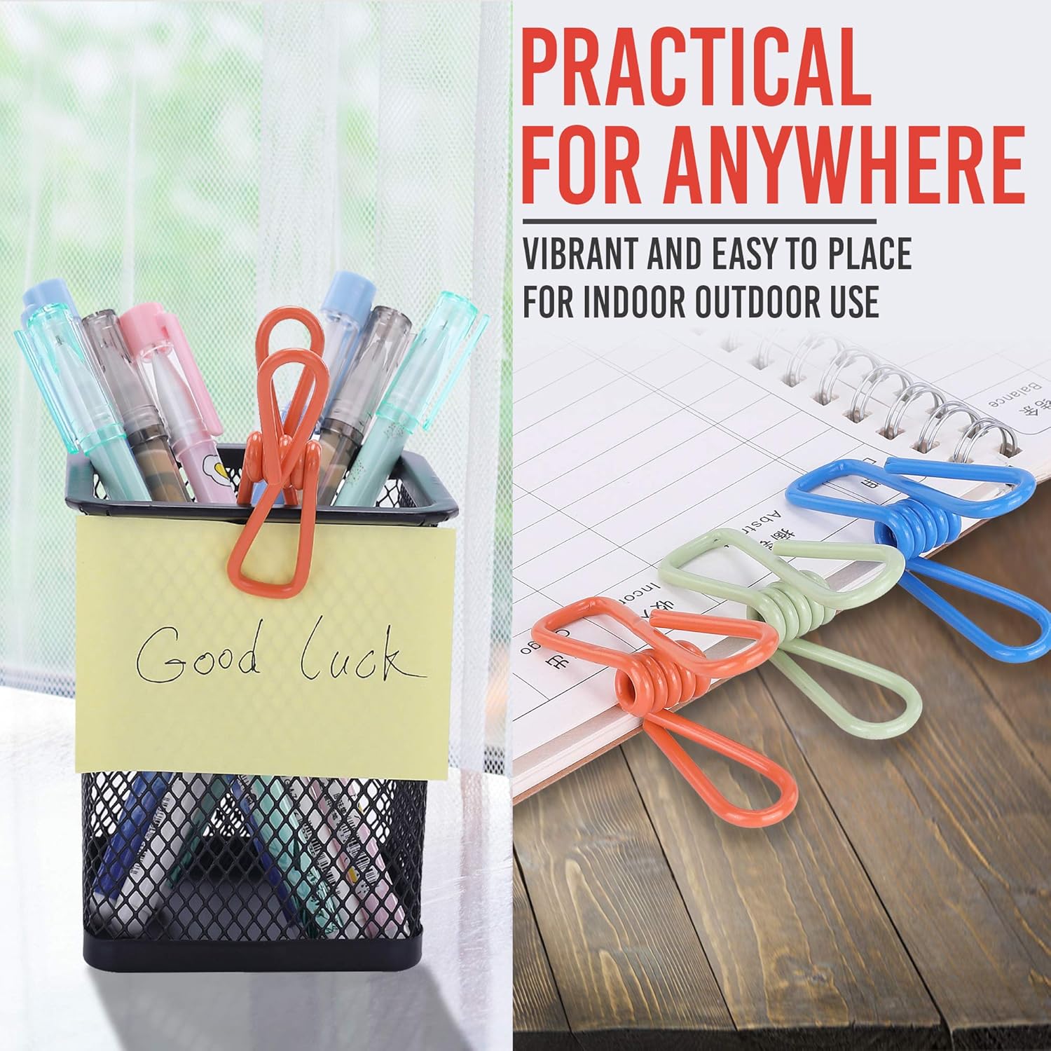 30 Pack Assorted Chip Bag Clips Utility - PVC 2 Inch Coated Colorful Sealer for Sealing Food - Paper Holder, Clothesline Clip for Laundry Hanging, Kitchen Bags, Multipurpose Clothes Pins