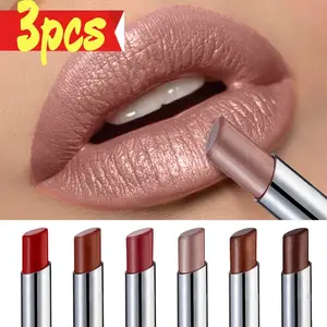 3pcs Matte Lipstick Set, Moisturizing Nourishing Long-Lasting Color, Non-Cup Staining Formula, Perfect for Daily Wear & Special Occasions
