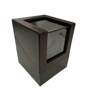 Automatic Single Watch Winder in Black Crocodile Pattern Leather with Japanese Quiet Motor，AC Adapter or Battery Powered