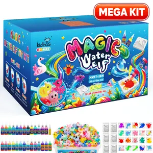 Kiditos Magic Water Elf Kit for Kids, Animals Deluxe, 27 Gel Bottles & 20 Molds, DIY Aqua Gel Craft Set, Squishy Water Pets Toy Ages 3+