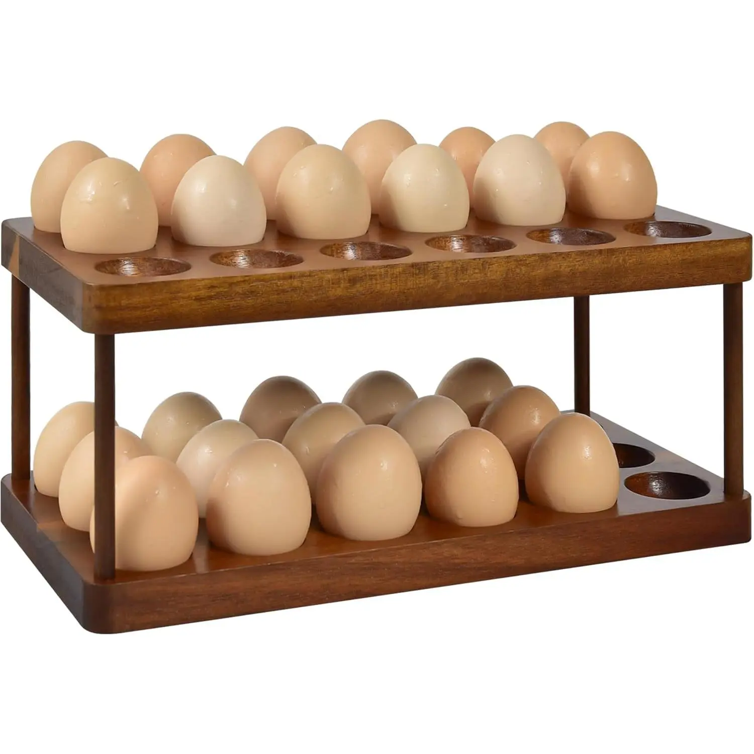 2 tier acacia wood egg tray