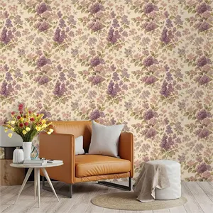 Vintage Hydrangea Wallpaper, PVC Adhesive Backing, Easy Peel & Stick, Ideal for Kitchen/living Room/bedroom Decor, Large Area Wall Transformation