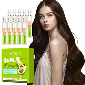 Rozino Avocado Oil Scalp Essence Ampoules 10 Pack, Scalp Treatment Serum, Nourishing Hair, Deep Nourishment & Strengthening, Suitable for Various Hair Types, Portable & Hygienic
