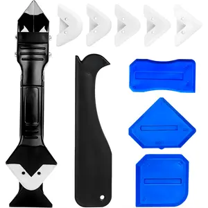 Silicone Caulking Tool Kit Stainless Steel Caulk Remover & Sealant Scraper, Glass Glue Angle Scraper for Kitchen, Bathroom, Window & Joint Repair, Floor Glue Removal Tool, Durable Multi-Purpose Home Repair Kit