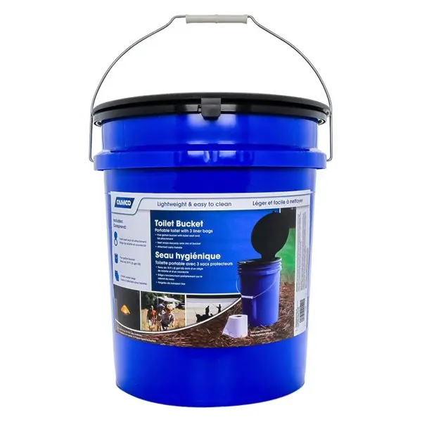 CAMCO 41549 Polypropylene Durable Camping Toilet Bucket, 5-Gal UV-Resistant Lightweight Camping Gear, Snap-On Seat Kit Included, Easy-to-Clean Portable Hunting Sports Collectibles Accessory