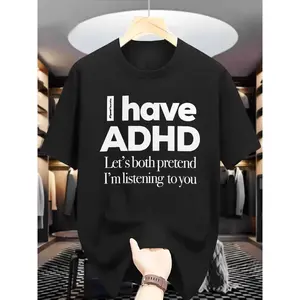 Unisex Funny Letter Print T-Shirt, Casual Short Sleeve Crew Neck Tee with Humorous Statement Design, Soft Breathable Fabric, Relaxed Fit Streetwear Top for Men and Women, Comfortable for Daily Wear, Travel, Home and Casual Outfits