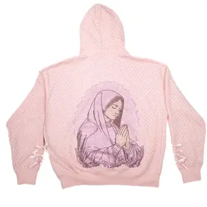 Virgin Mary Rhinestone Hoodie Oversized Womenswear