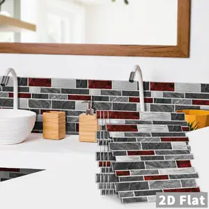 Retro Reddish Marble Backsplash Peel & Stick Wallpaper, Waterproof Oil-Resistant, Ideal for Home Decor, Kitchen, Bathroom, Office