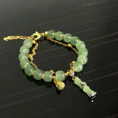 Women's Elegant Random Adjustable Bracelet Bangles with Lotus & Bamboo Design, Fashion Matching Bracelet for Party, Daily Clothing Decor, Trendy Jewelry for Birthday Gift, 90s Minimalism