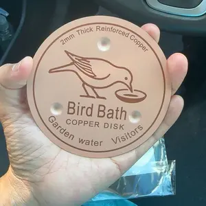 Copper Bird Bath Basin, Reinforced, 4 Inch Size, Triangle Support Design, Stability, Durability, Easy Cleaning, Bathing, Grooming, Suitable for Outdoor Garden Birds Baths and Ponds, Outdoor Spaces, Year-Round Water Purification, Garden Visitors