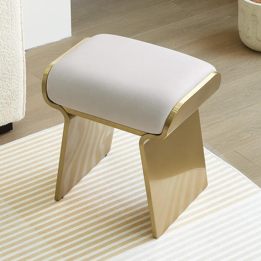 Homary Backless Upart Leath-aire Upholstered Vanity Stool, Chic Modern Gold Frame, 19.7" x 15.7" x 21.3", Assembly Required, 4.9 Rating, 61 Reviews
