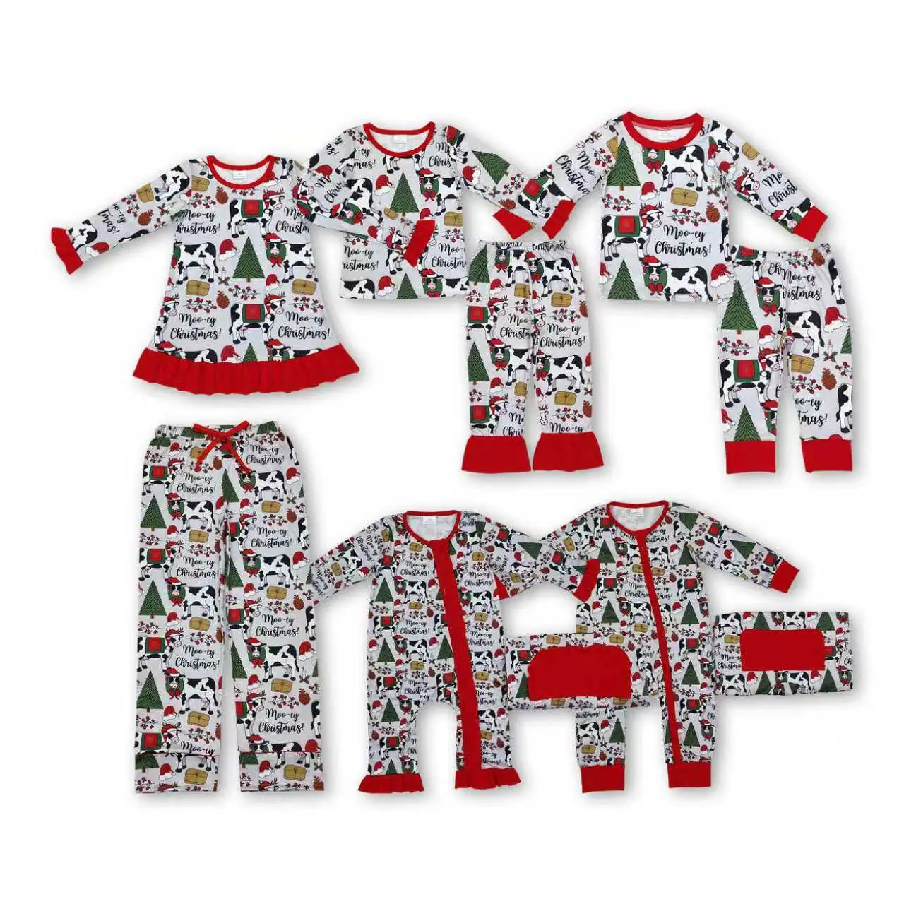 Family Christmas Clothing Red Cow Farm Christmas Sleep Wear Christmas Gift