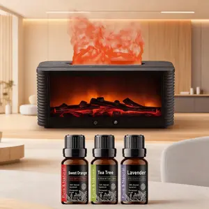 Smart Flame Aromatherapy: 300ml Fireplace Diffuser with Remote Control, Auto Shut-Off & 7 Color LED Lights for Worry-Free Ambiance