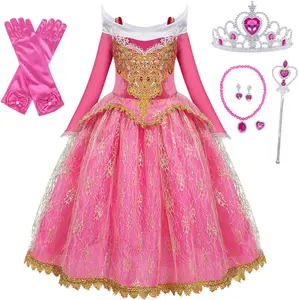LOEL Princess Costume Dresses Pink Princess Dress Up Clothes for Halloween Cosplay Carnival Party