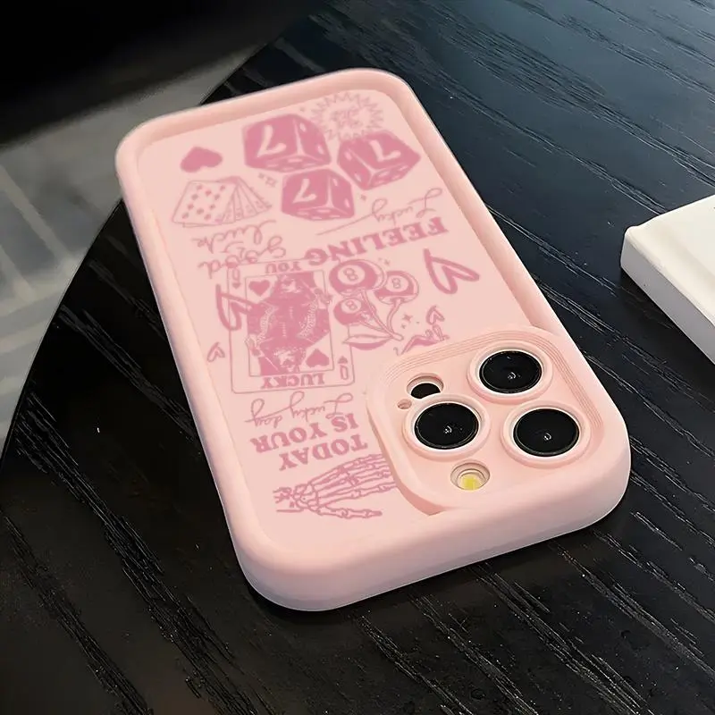 Pink Dice 777 Pattern Design Mobile Phone Case, Suitable for iPhone 17 16 15 14 13 12 11 PRO MAX PLUS, AIR Mini SE and iPhone XS MAX, Soft TPU Protective Mobile Phone Case, Shockproof and Anti-drop, Perfect Holiday Gift for Friends and Family
