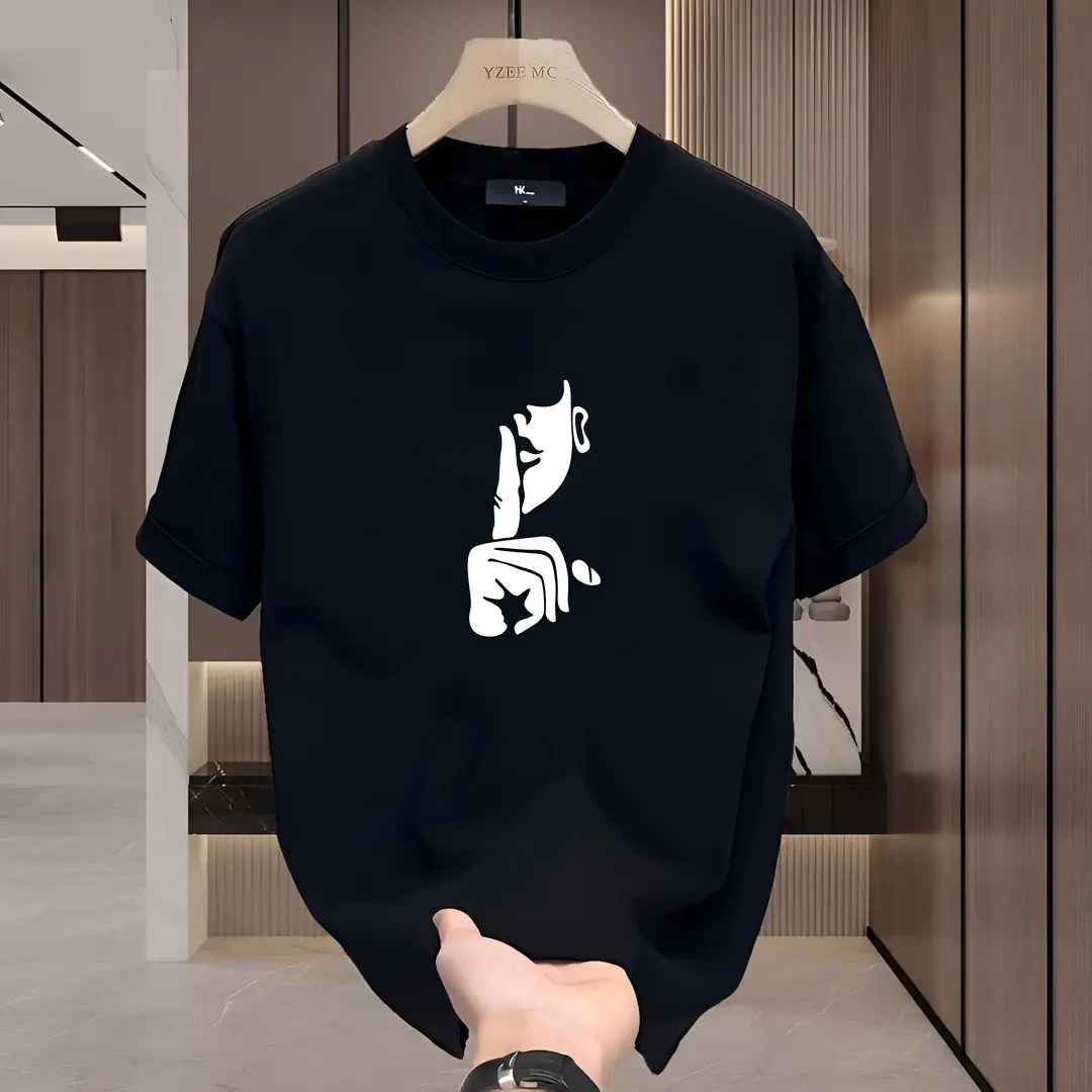 Men's Oversized Printed Tshirt in Heavy Pure Cotton, Trendy and Casual Short-Sleeve Summer Top, Shortsleeve, Menswear