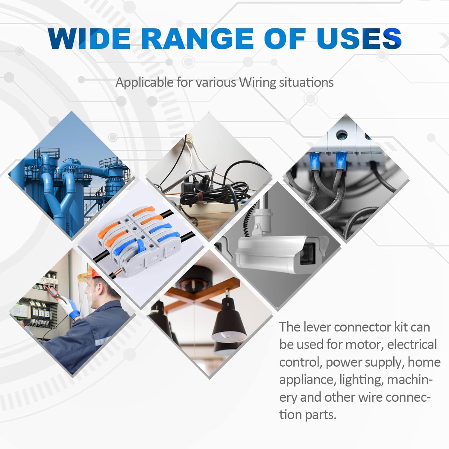 Universal Quick Wire Connector Kit 50-100Pcs Lever Type Electrical Connectors for House Wiring Car Repai Wire Connection Kit for Home Appliance & Auto Use Universal Quick Wire Connector Kit 50-100Pcs Lever Type Electrical Connectors for House Wiring Car Repai Wire Connection Kit for Home Appliance & Auto Use