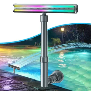 UIRWAY Solar Pool Fountain, 52 Ultra-Bright LEDs, 10-Color Pool Lights with 4 Modes, 120FT Remote Control, Adjustable Angle, for Above & In-Ground Pools, Solar Fountain, Metal Gray