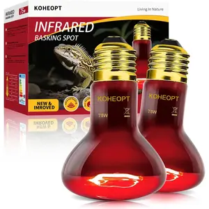 2-Pack 75W Reptile Heat Lamp Bulb Infrared Heat Emitter Red Basking Spot Light for Reptile Amphibian Chickens Lizards Snakes Turtles