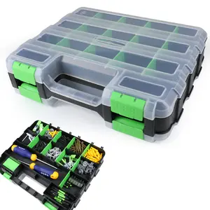 Hardware Tool Storage Box, Home Repair Toolbox, 34 Compartment Dual-Sided Organizer, Ideal for Screws and Nails, Durable Metal Container