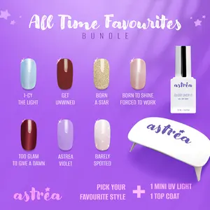 Astrea Icons Bundles | Semi-Cured Nails, Mini LED Lamp & Glossy Top Coat
