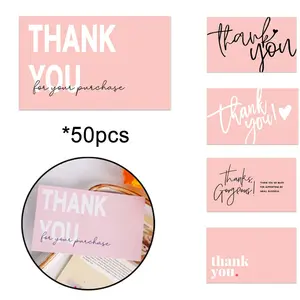 Thank You Card, 50pcs Thank You Card, Greeting Card, Positive Message Card, Fun Party Cards for Birthday Wedding Baby Shower Graduation Business, DIY Card Set