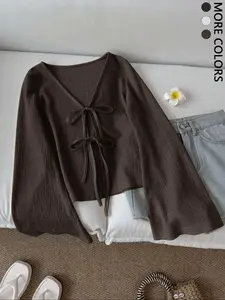 Women's Long Sleeve Cardigan Top, Fashionable Versatile Unique Design, Stylish Casual Wear, Perfect for All Seasons Valentine's Day