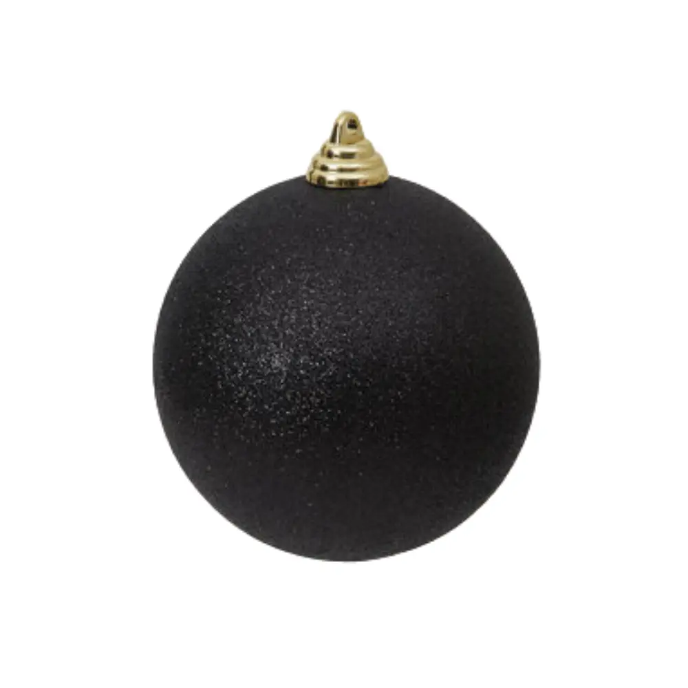 Black Glitter Ball Ornament, 6"