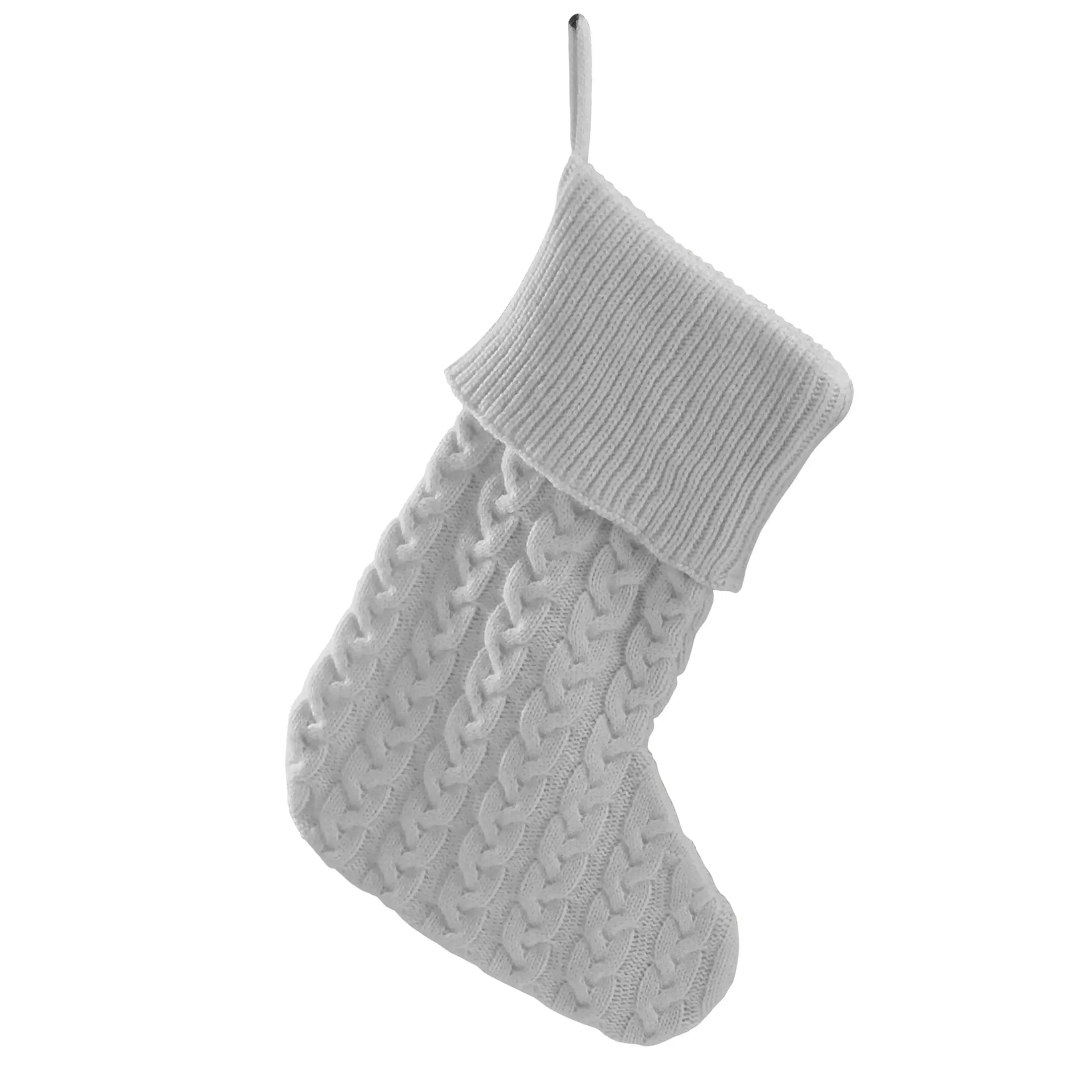 Giftsforyounow Gray Cable Knit Christmas Stocking