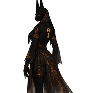 Anubis Goddess Anime Sticker, Dark Egyptian Fantasy Vinyl Decal, Gothic Black Gold Jackal Queen Aesthetic Art for Laptop, Car, Water Bottle, Gaming Setup